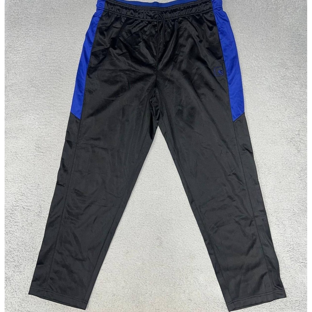 VTG And1 Track Pants Mens Sz XL Black Blue Shinny Embroider Logo Drawstring Y2k